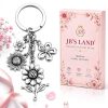 JB’S LAND Floral Charm Keychain Vintage Flower Metal Key Ring for Women