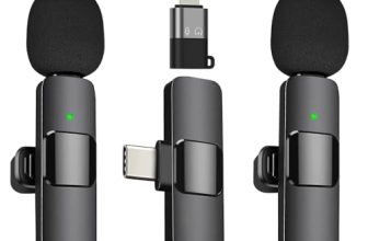 TECHNOVIEW Wireless Microphone Lavalier Lapel Microphone for Android,iPhone – Cordless Omnidirectional Condenser Recording Mic for Interview,Youtubers,Video Recording, Live Streaming(Dual-Black)