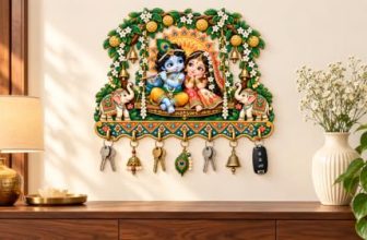 wallxpert Radha Krishna Wall Mounted Designer Key Holder with Hooks