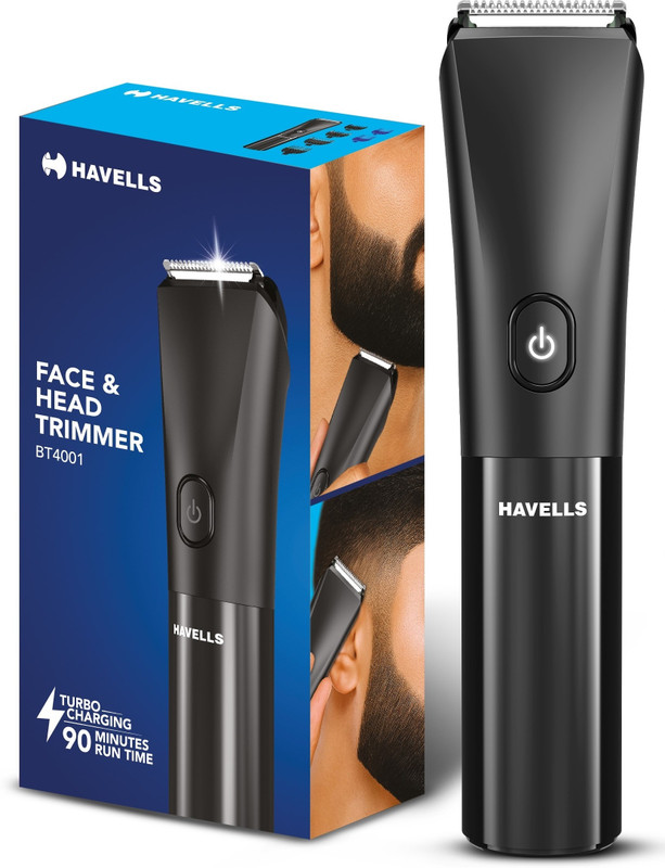 HAVELLS Beard & Hair Trimmer|2-in-1 Special Blade|TypeC Fast Charge|BT4001 Trimmer 90 min  Runtime 7 Length Settings(Black)