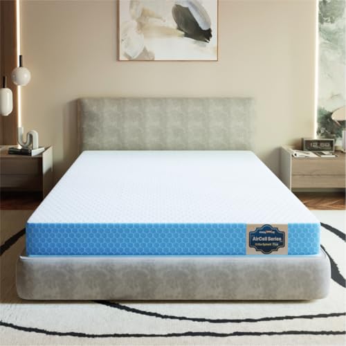 SleepyHug Ortho Spinex Plus | Aircell Technology | 4 inch HR Foam Mattress for Back Pain Relief & Spine Alignment | 5 Years Warranty | King Bed Size | Blue | (LxW- 72×72 Inches)