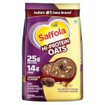Saffola 25g High Protein Oats | 14g Fibre | 1kg | No Refined Sugar | With Almonds, Raisin, Pumpkin and Chia Seeds | Rolled Oats for Weight management & Muscle gain | Chocolate flavour