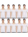 Rupa Jon Half Sleeves Vest for Men | 100% Cotton | Round Neck | Regular Fit | Pack of 10 White