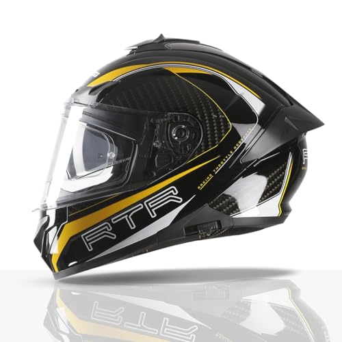 TVS Racing Hurricane Series Full Face Dual Visor Helmet for Men | Premium Bike Helmets with ABS Shell | Quick Release System | Aerodynamic Design | ECE, DOT & ISI Certified (Yellow, XL)