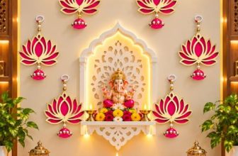 Lotus Hanging for Decoration | Handmade Wall Decor with Jhumki Style | Set of 6 Pink/Rani | Export Quality Lotus Hanging for Home, Temple & Pooja Room | Diwali, Wedding & Festival Decor