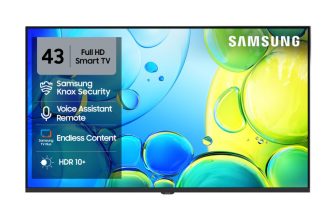 Samsung 108 cm (43 inch) Full HD LED Smart Tizen TV 2026 Edition with Voice Assistance Remote Control 150+ Free Channels HDR 10+ Support PurColor Contrast Enhancer Knox Security Object Tracking Sound Lite Adaptive Sound Q-Symphony(UA43F5650FUXXL)