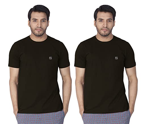 Lux Nitro Pack of 2 Men’s Round Neck Solid Tshirt Black