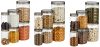 Amazon Brand – Solimo Checkered Jar Container, Set of 18 (6 x 250 ml Each, 6 x 500 ml Each, 6 x 1000 ml Each), Black | Kitchen Organiser | BPA Free | Stackable