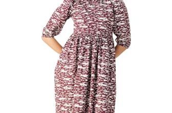 Amazon Brand – Symbol Women’s Rayon Fit and Flare One Piece Midi Length Dress (DR-02 Cont_Plum_M)