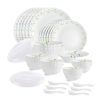 CELLO Tropical Lagoon Dazzle Series Opalware Dinner Set of 35 Pieces For Family of 6 | Bone-Ash Free & Leadfree Opal Glass, Microwave & Dishwasher Safe Plates & Bowls Crockery Set For Dining & Gifting
