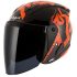 Vega Lark Victor ISI Certified Gloss Finish Lightweight Open Face Helmet for Men and Women with Long Clear Visor(Black Orange, Size:M)