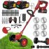 Gras Cuter Machine for Garden, 48V Cordless Machine with 2 Batteries Electric Lawn Trimmer with Wheels, Saw Blades, 6 Metal Blades, Nylon Blades, Safety Glasses & Gloves